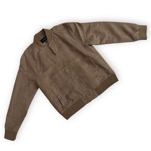 Banana Republic Tan Faux Suede Bomber Jacket, Size L